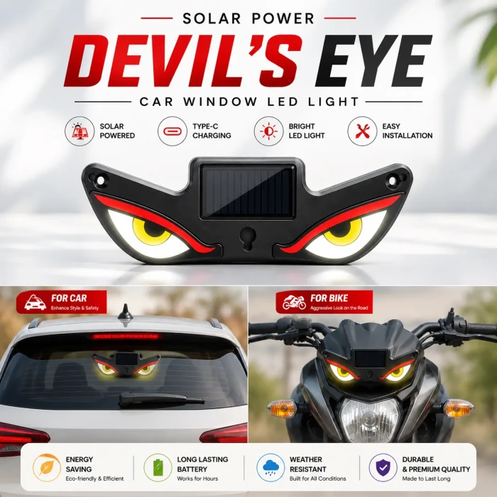 Solar Warning Light Evil Eye – USB Rechargeable Car LED Light